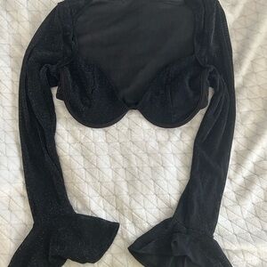 Black Sparkling Crop Top
